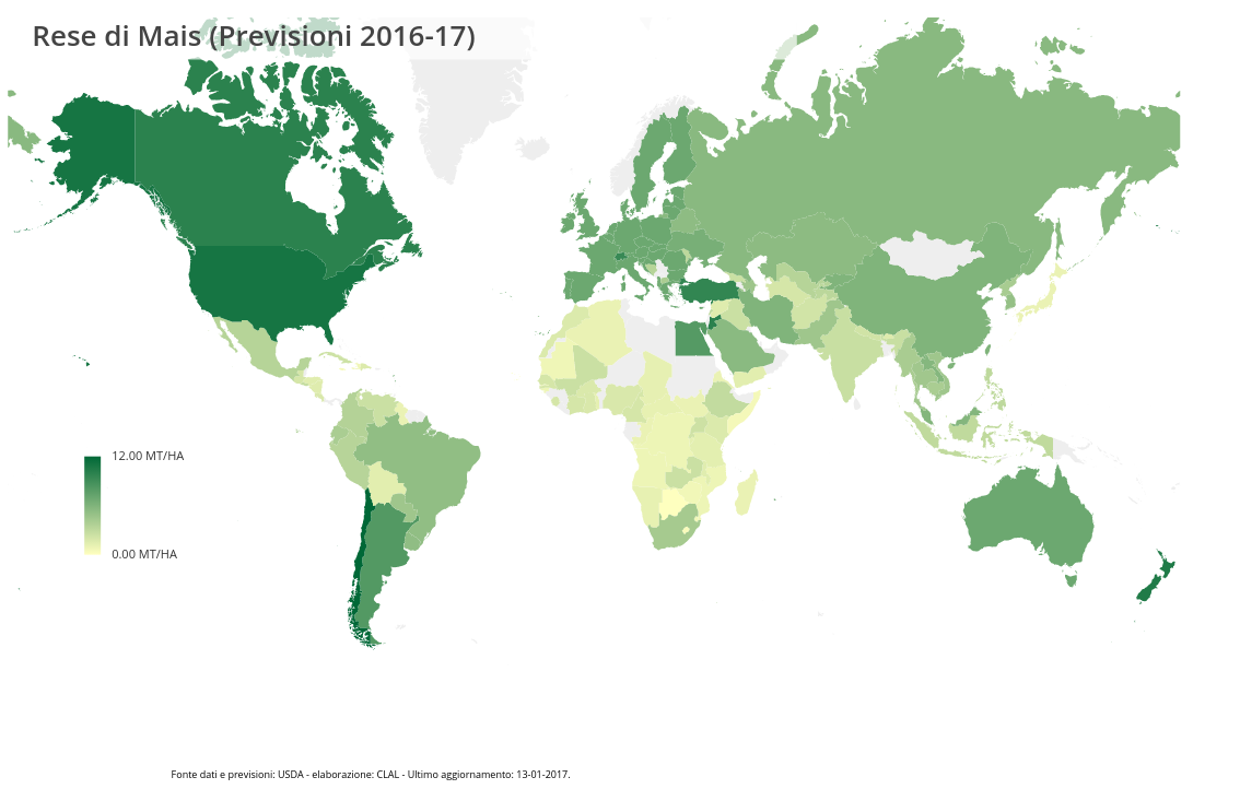 Rese dei terreni di Mais (Previsioni 2016-17)