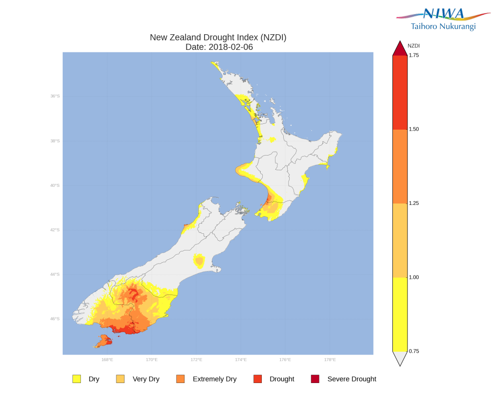 The New Zealand Drought Monitor is a system for keeping track of drought conditions across New Zealand based on a standardised climate index