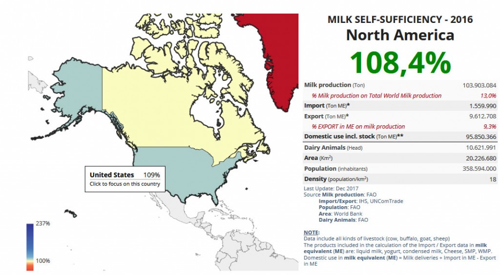 CLAL.it - Autosufficienza di latte nel Nord America